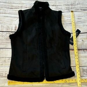 Women’s Chaps Black Suede & Faux Fur Vest